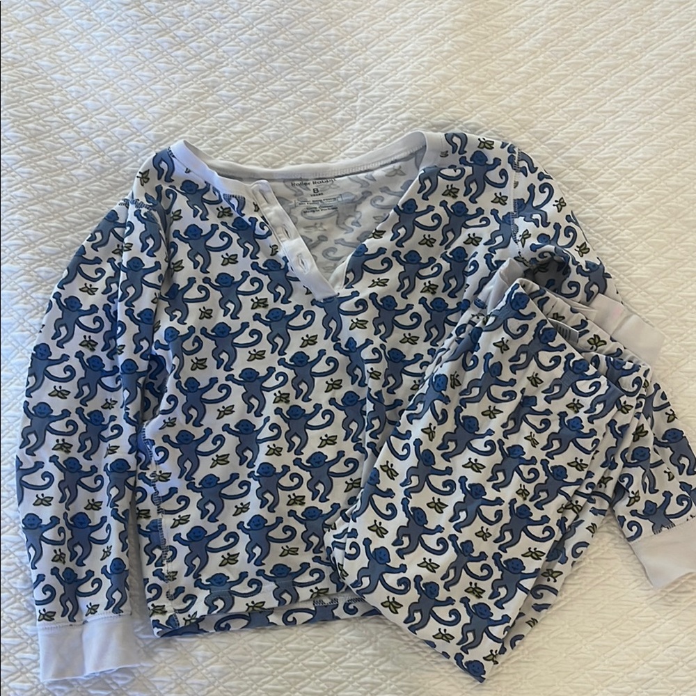 Roller Rabbit Blue Monkey Pajama Set